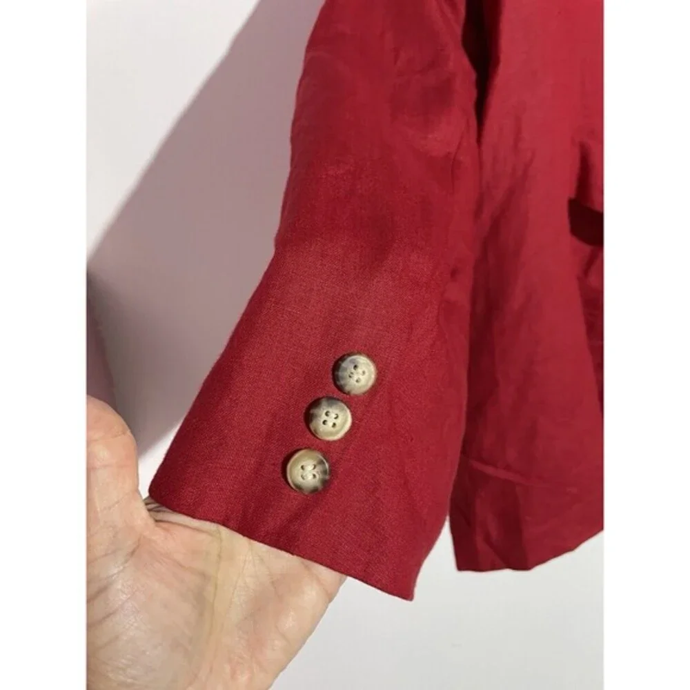 Talbots Blazer‎ 16 Red Linen Old Money Academia Office Classy Holidays